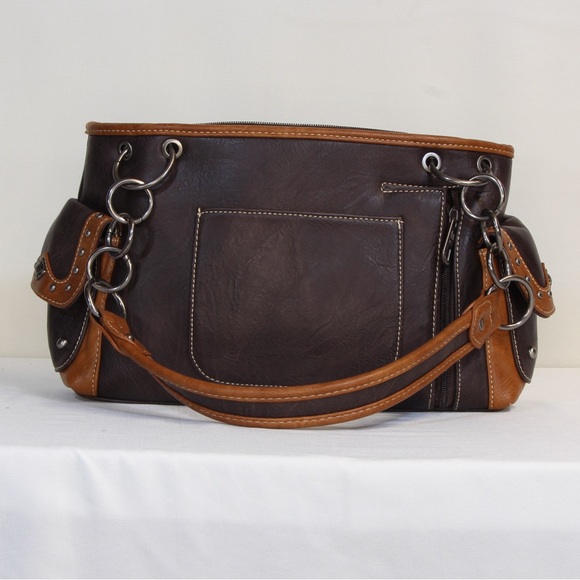 Montana West Concealed Carry Brown Aztek Western Tooled Leather Purse NWT - Picture 7 of 9